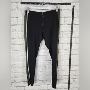 Blu Pepper boho pants black with green white side stripes Size Medium